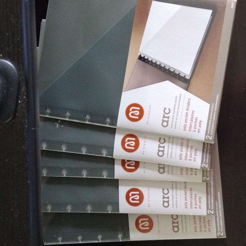Staples ARC Junior Sized Customizable Notebook Pockets - SET OF 5  Pkgs- NEW